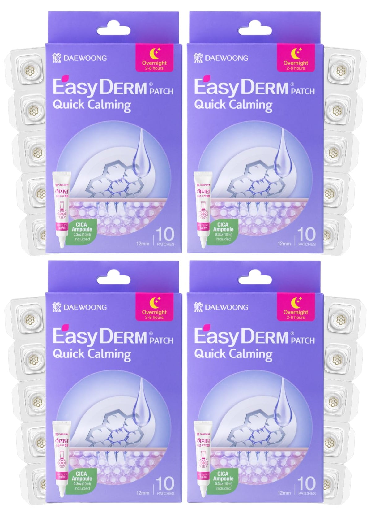 DWEasyDerm Quick Calming MG patches packaging highlights bulk value for daily blemish care.
