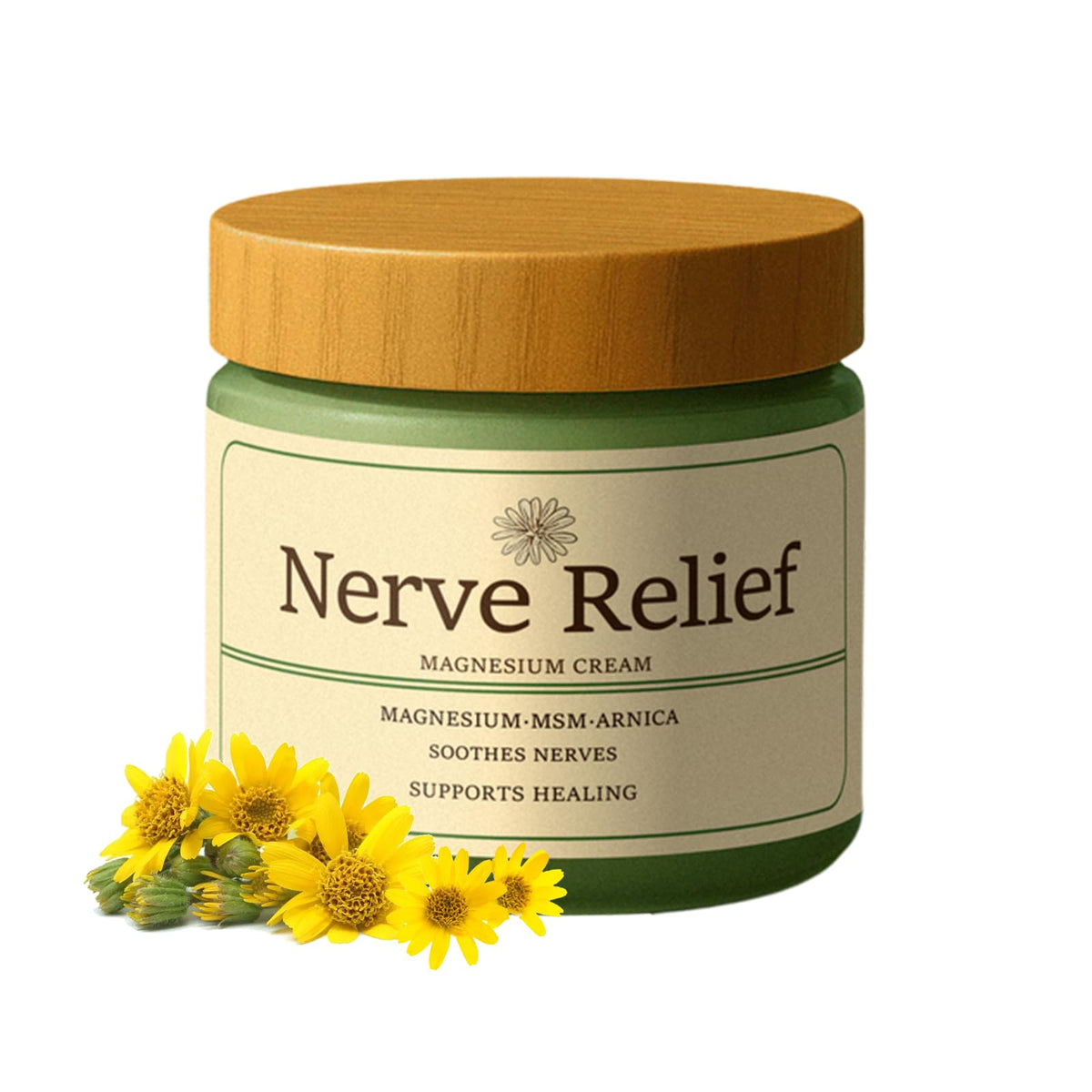 DYALE Nerve Relief Magnesium Cream jar close-up for daily muscle comfort and hydration.
