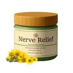 DYALE Nerve Relief Magnesium Cream jar close-up for daily muscle comfort and hydration.