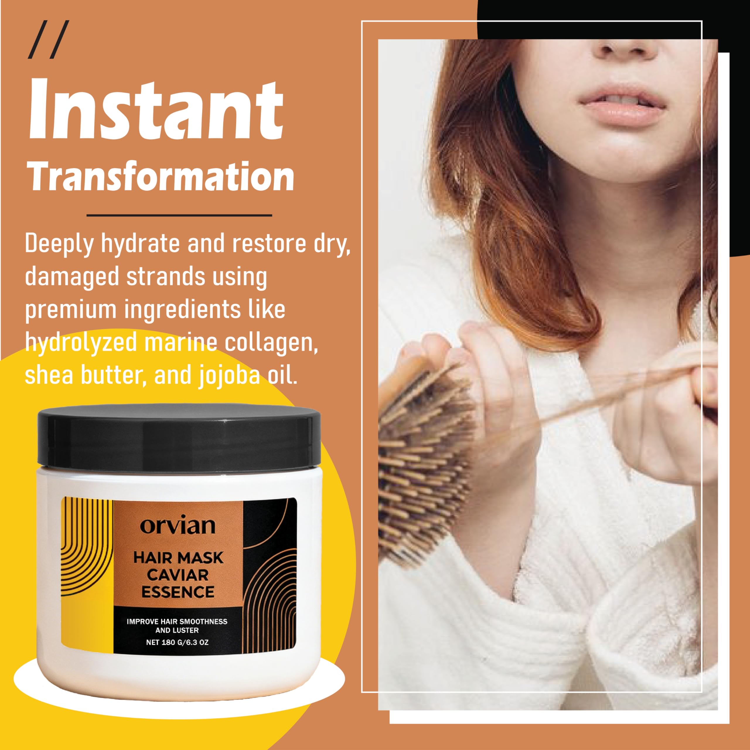 After use, hair appears glossy and frizz-free with improved manageability
