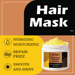 Close-up of DYALE Orvian Caviar Hair Mask jar showing rich moisturizing texture