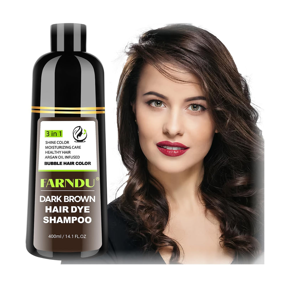 DYEING 221 BC FarnDu dark brown shampoo bottle front showing 3-in-1 color with argan oil for easy use