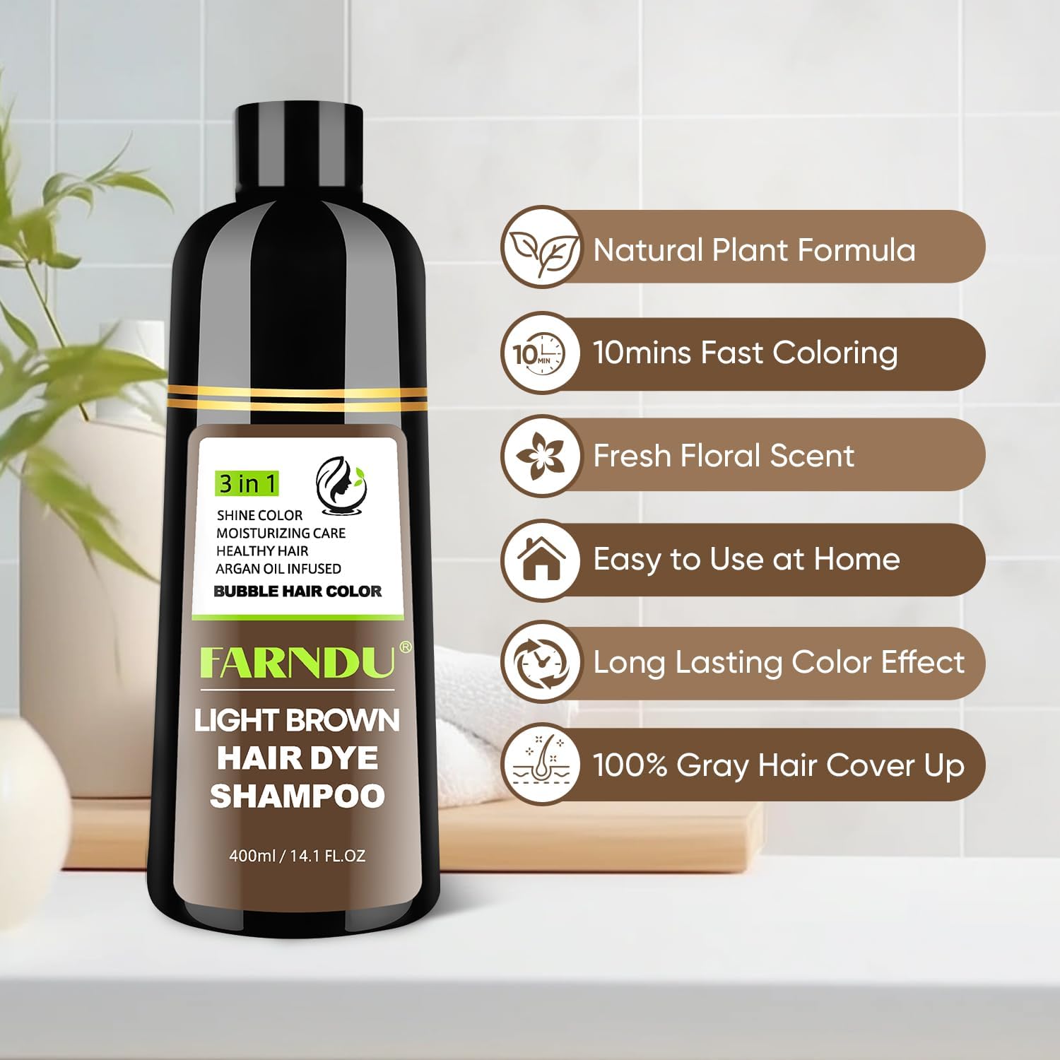DYEING 221 BC Farndu light brown color result on hair showing natural finish