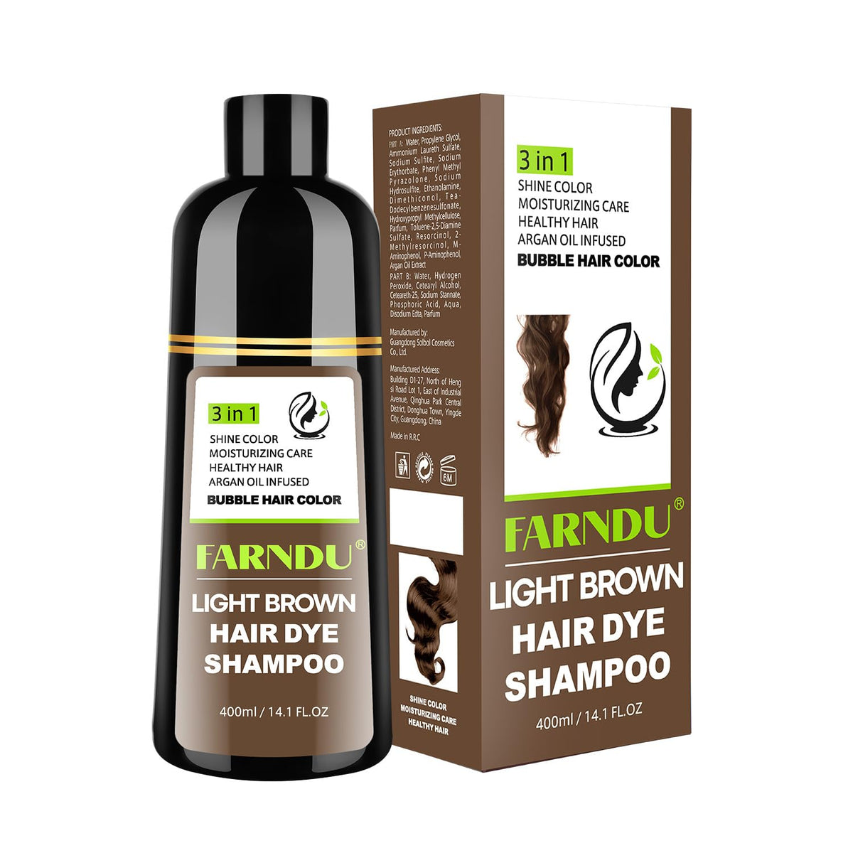 DYEING 221 BC Farndu light brown shampoo bottle for easy gray coverage at home