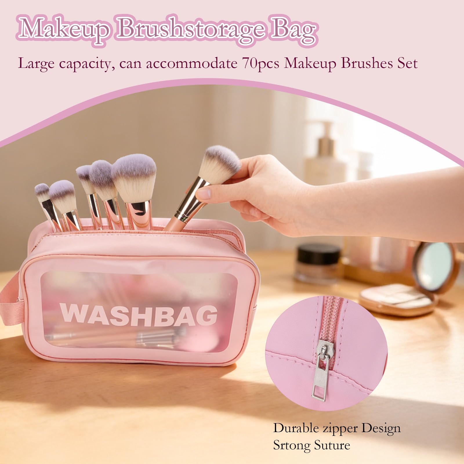 DYIMEZI complete face makeup brush kit on vanity