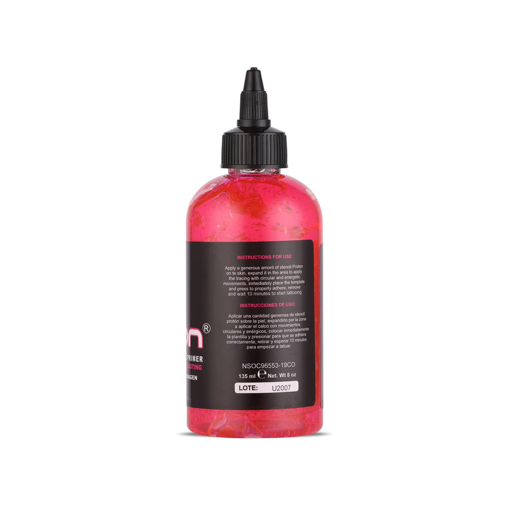 Dynamic Color Co Proton Primer gel applied on skin with stencil for crisp transfer
