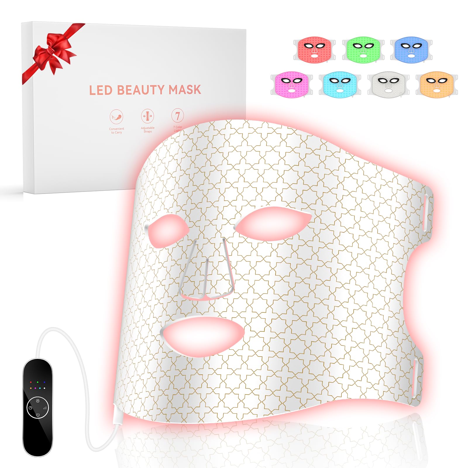 DZAVOK Red Light Therapy Mask front view with 400 LEDs for at-home skincare.