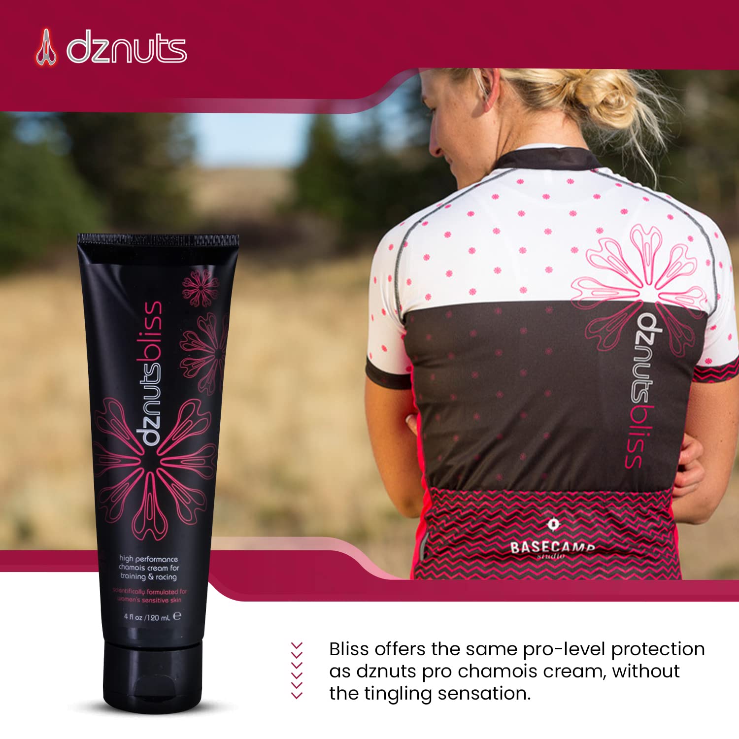 close-up texture of dznuts chamois cream for smooth protection