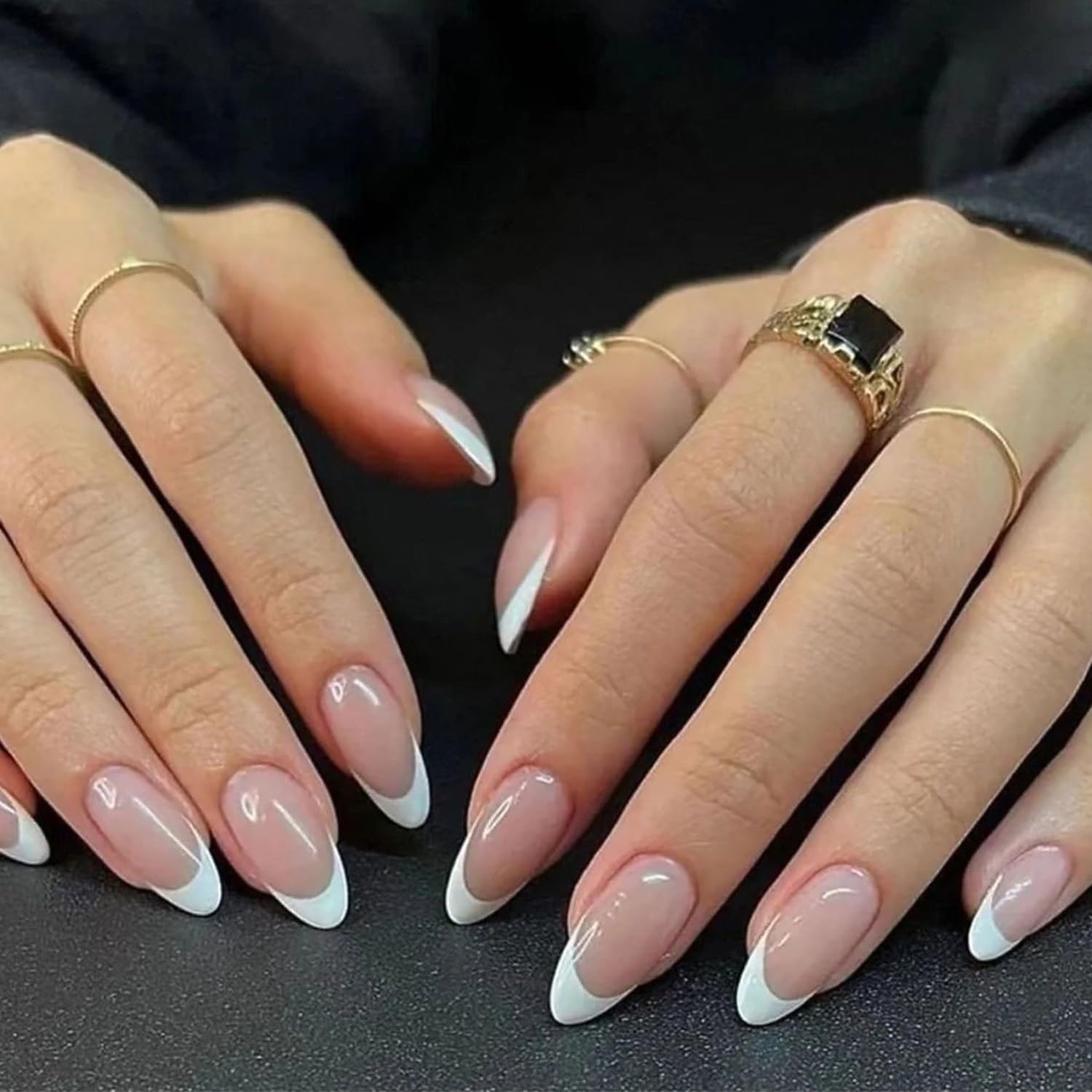 DZPGUONIZ 24-piece almond press-on nails for a salon-like nude pink mani