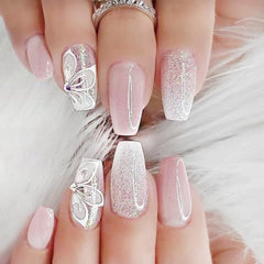 DZPGUONIZ 24pcs ombre pink nails for at-home manicure convenience.