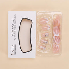 DZPGUONIZ nails with white stripes and glitter detail for chic look.