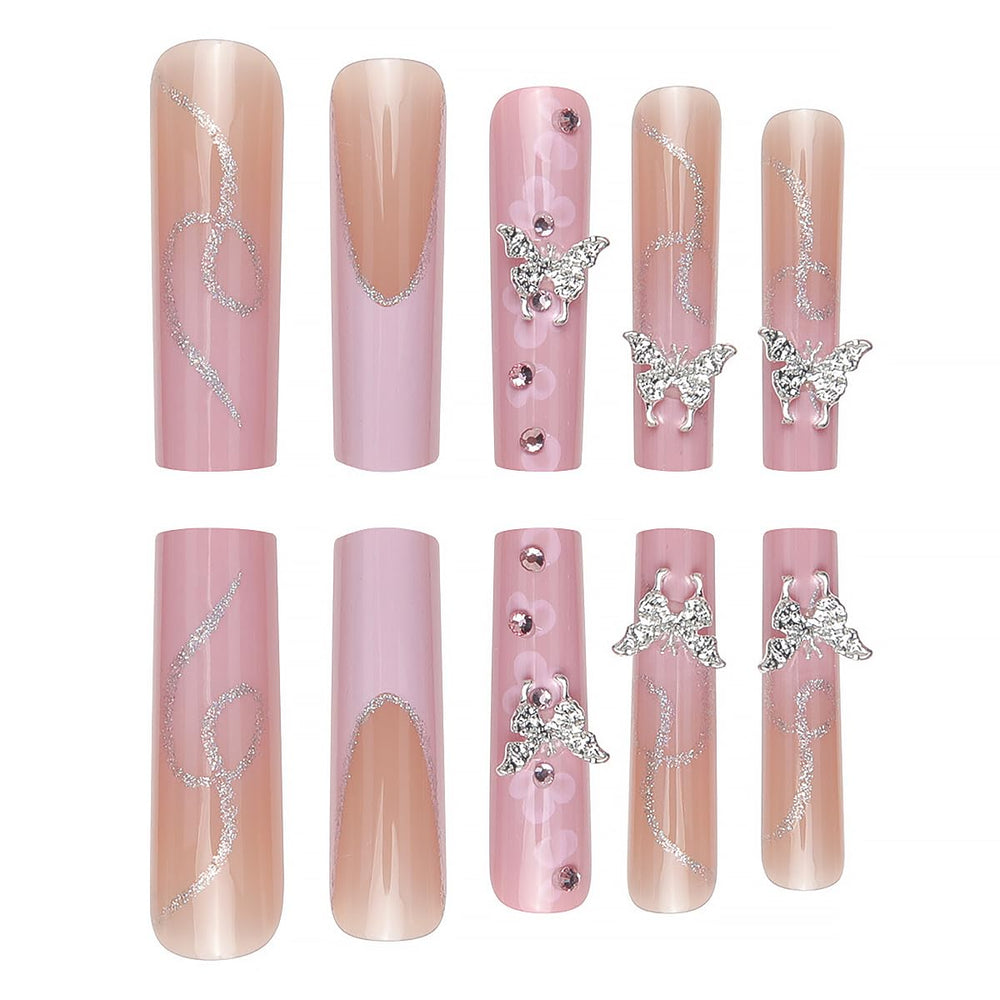 DZPGUONIZ floral butterfly design nails for feminine flair.