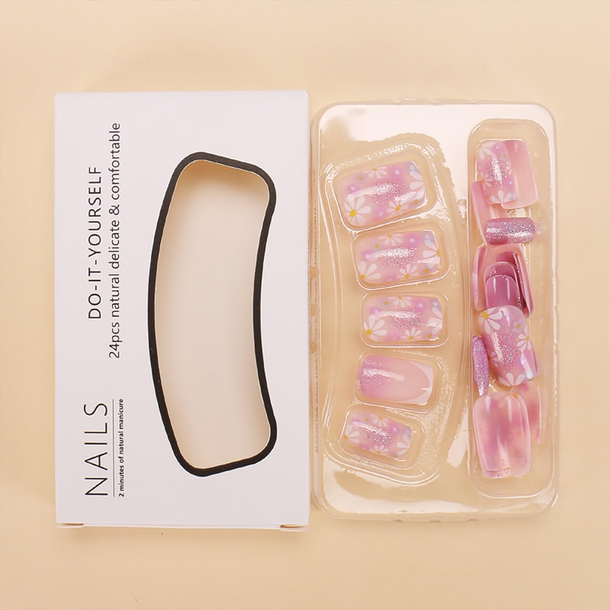 DZPGUONIZ glossy nails displayed on a hand for natural-looking fit