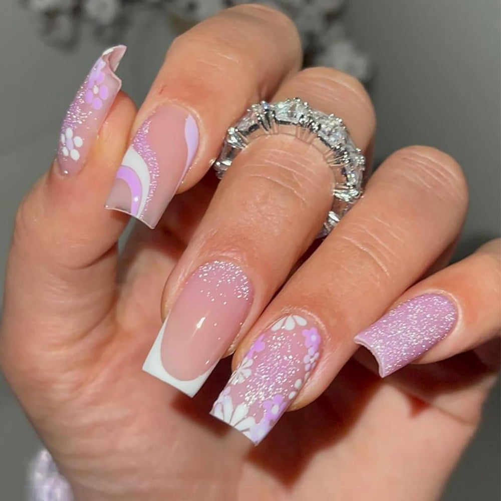 DZPGUONIZ hot pink nails with pink French tip for elegant daily wear