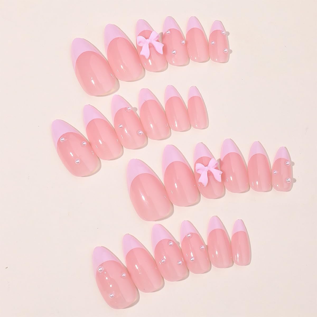 DZPGUONIZ medium almond nails closeup showing durable ABS resin quality