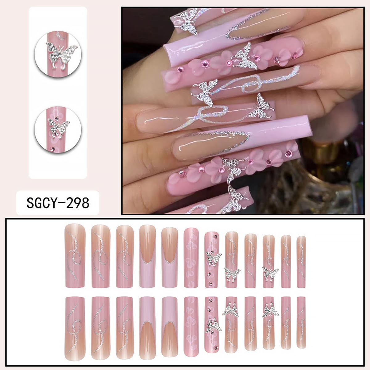 DZPGUONIZ nail glue stickers and mini file for fast, secure application.