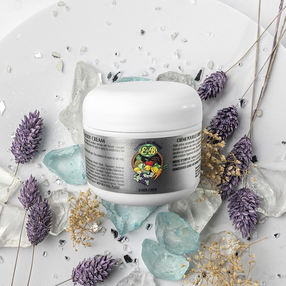 E de B Essence cream texture close-up highlights silky, moisturizing formula.