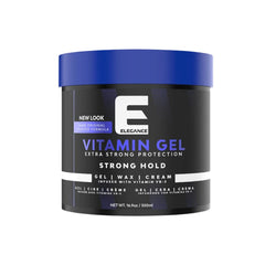 E Elegance Vitamin Gel bottle top for all-day, durable hold.