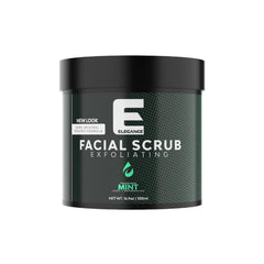 E Elegance Mint Exfoliating Face Scrub jar showcases refreshing cleansing for daily skin care.