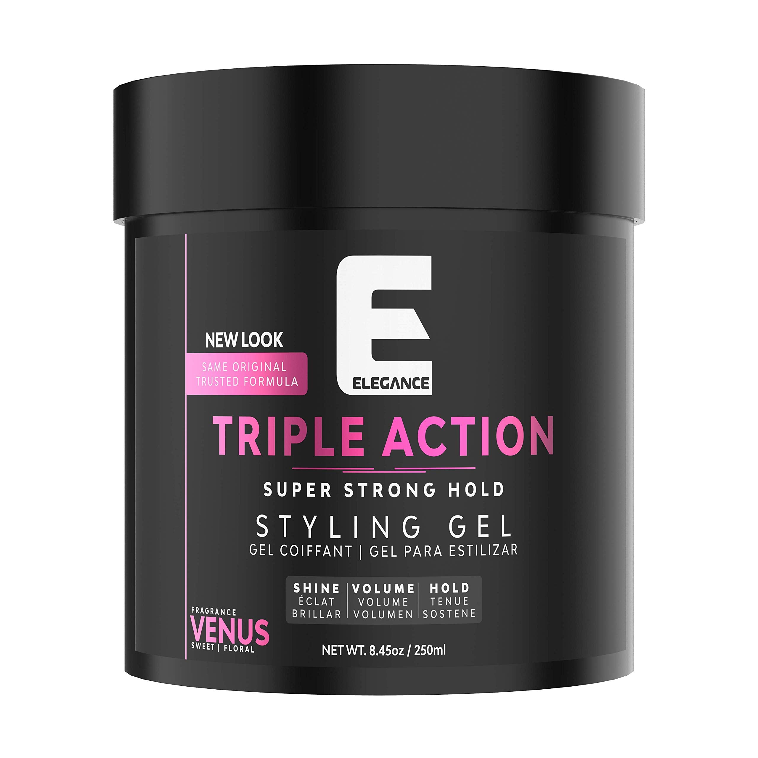 E Elegance Venus Gel strong hold keeps your hairstyle in place all day