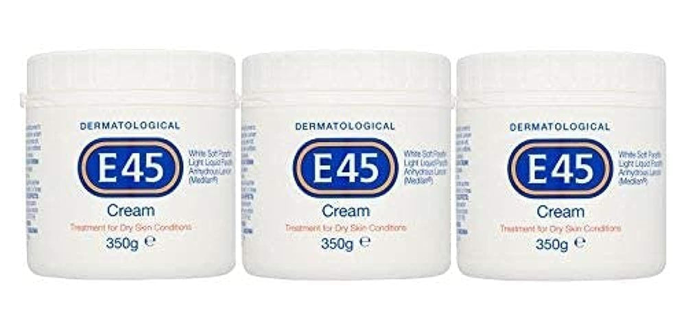 E45 Dermatological Cream jar for daily moisture and dry skin care.