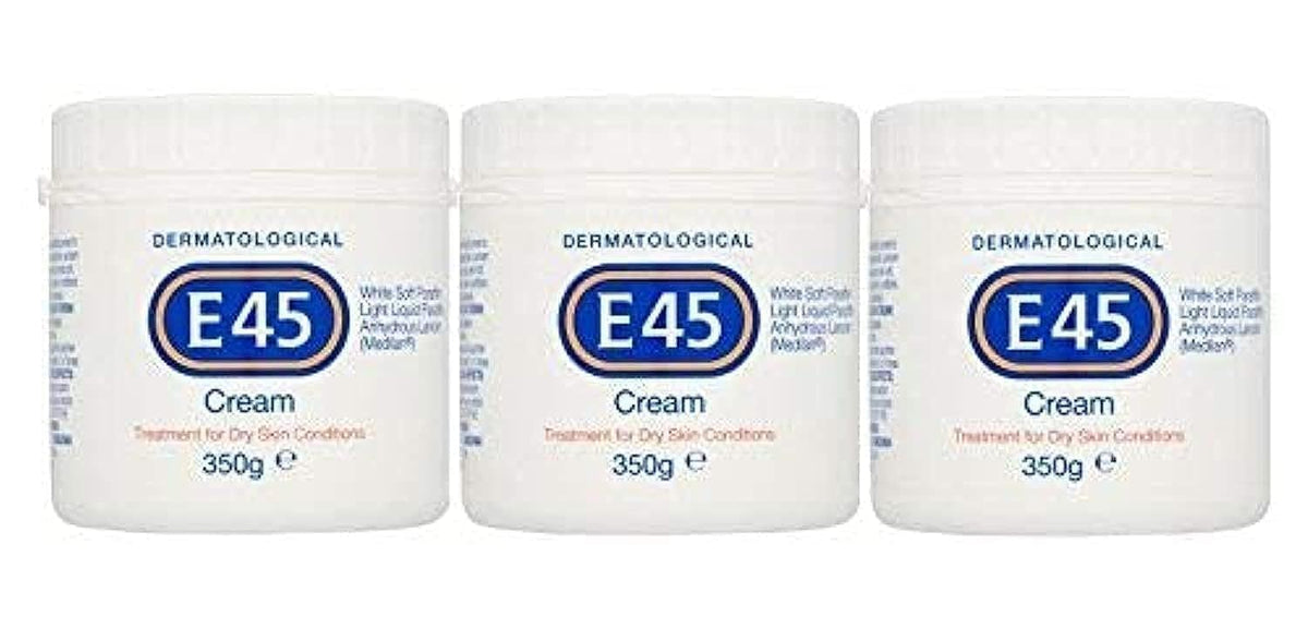 E45 Dermatological Cream jar for daily moisture and dry skin care.