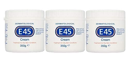 E45 Dermatological Cream 350g pack of 3 for economical dry skin care.