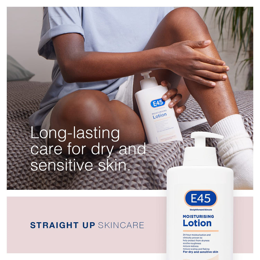 E45 dermatological moisturising lotion pack 5x500ml with smooth texture
