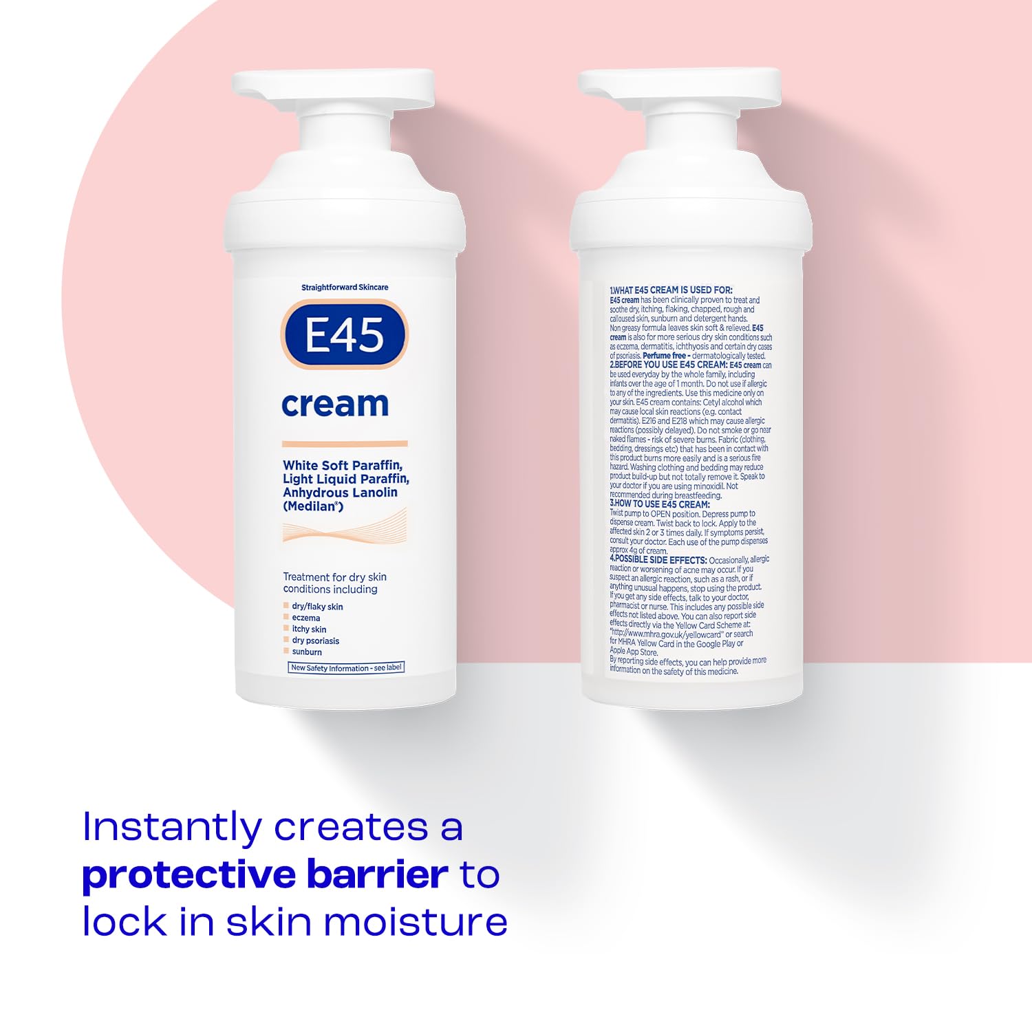 E45 Eucalyptus Cream being applied to the hand shows non-greasy absorption