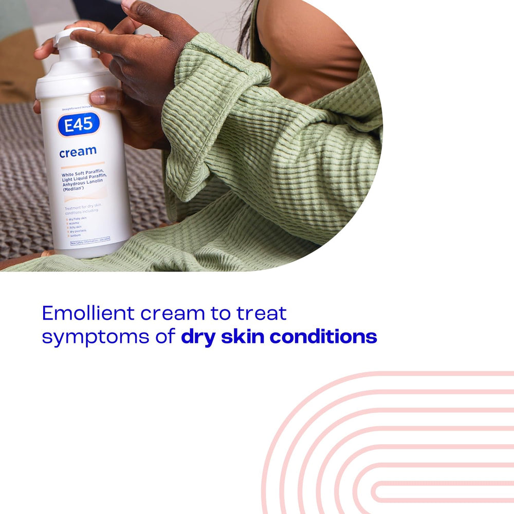 E45 Eucalyptus Cream close-up texture displays rich yet light emollient