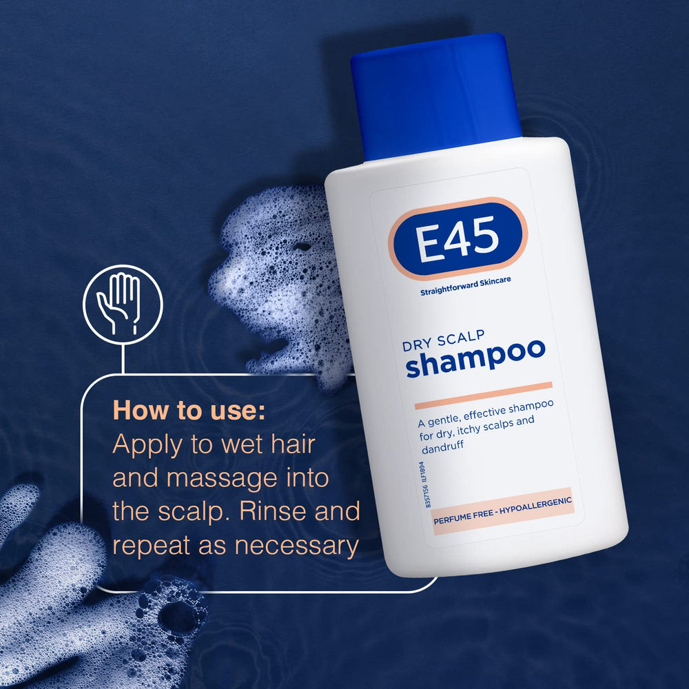 E45 with pro vitamin B5 supports hair care in closeup.