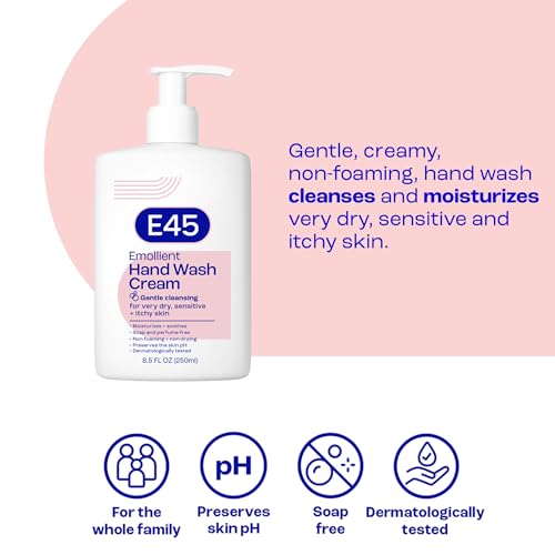 E45 Shower Wash Cream rich lather demonstrates gentle cleansing for sensitive skin.