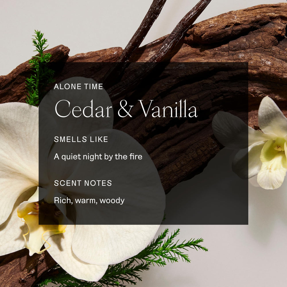 Vetiver and citrus notes of Each & Every cedar-vanilla deodorant aroma.