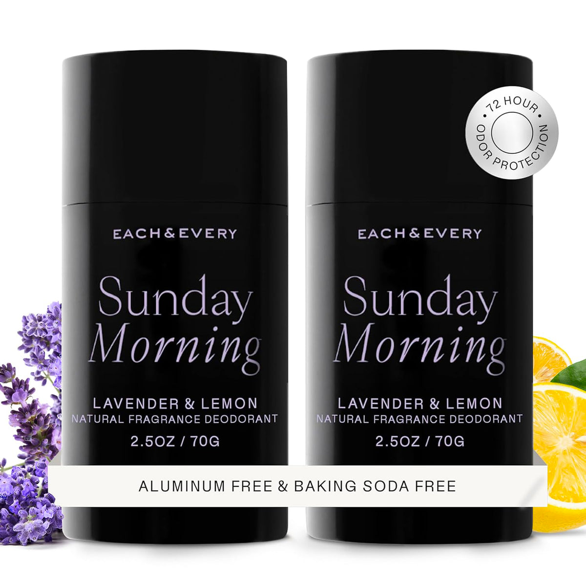 Each & Every lavender-lemon deodorant pack, compact and travel-ready for on-the-go freshness.