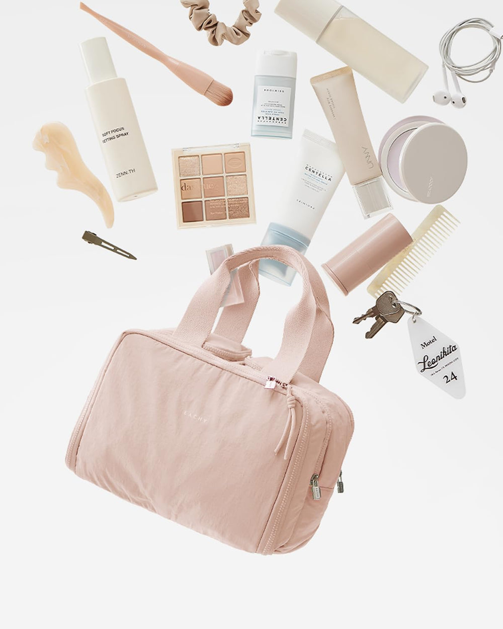 EACHY portable toiletry case covers cosmetics and essentials for gym or travel