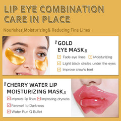 Eakroo gold eye mask on under-eye area to soften fine lines.
