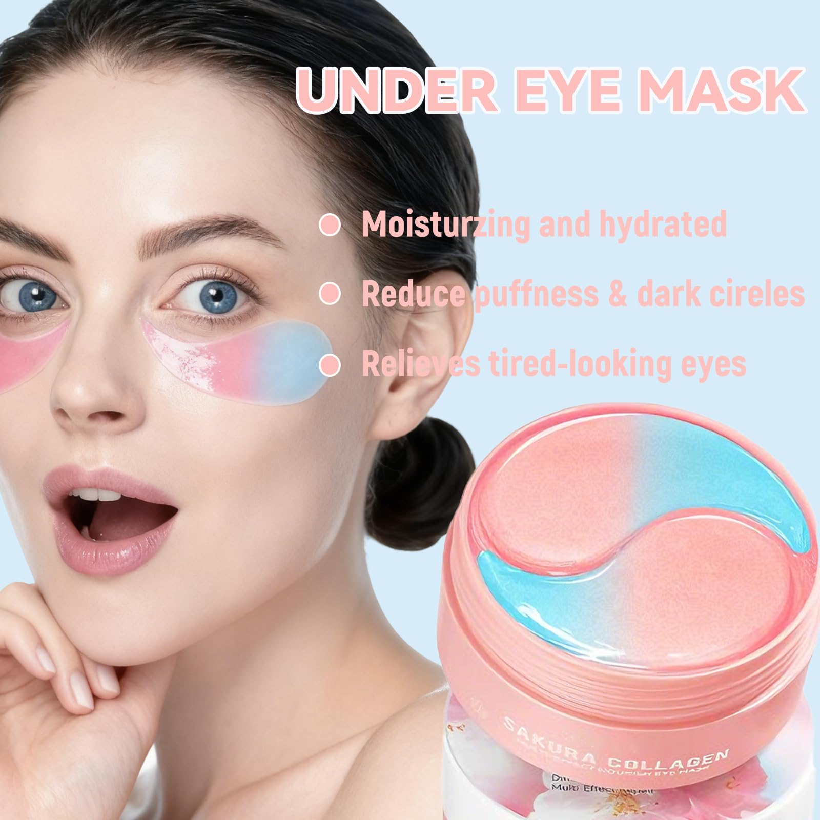 Eakroo 60pcs eye masks jar highlights convenient daily skincare.