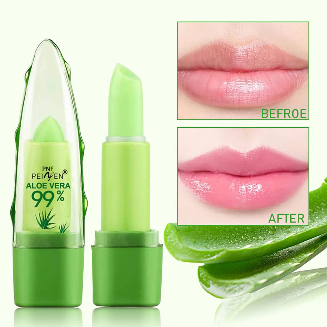 Eakroo Aloe Vera Lipstick waterproof formula provides long-lasting moisture.