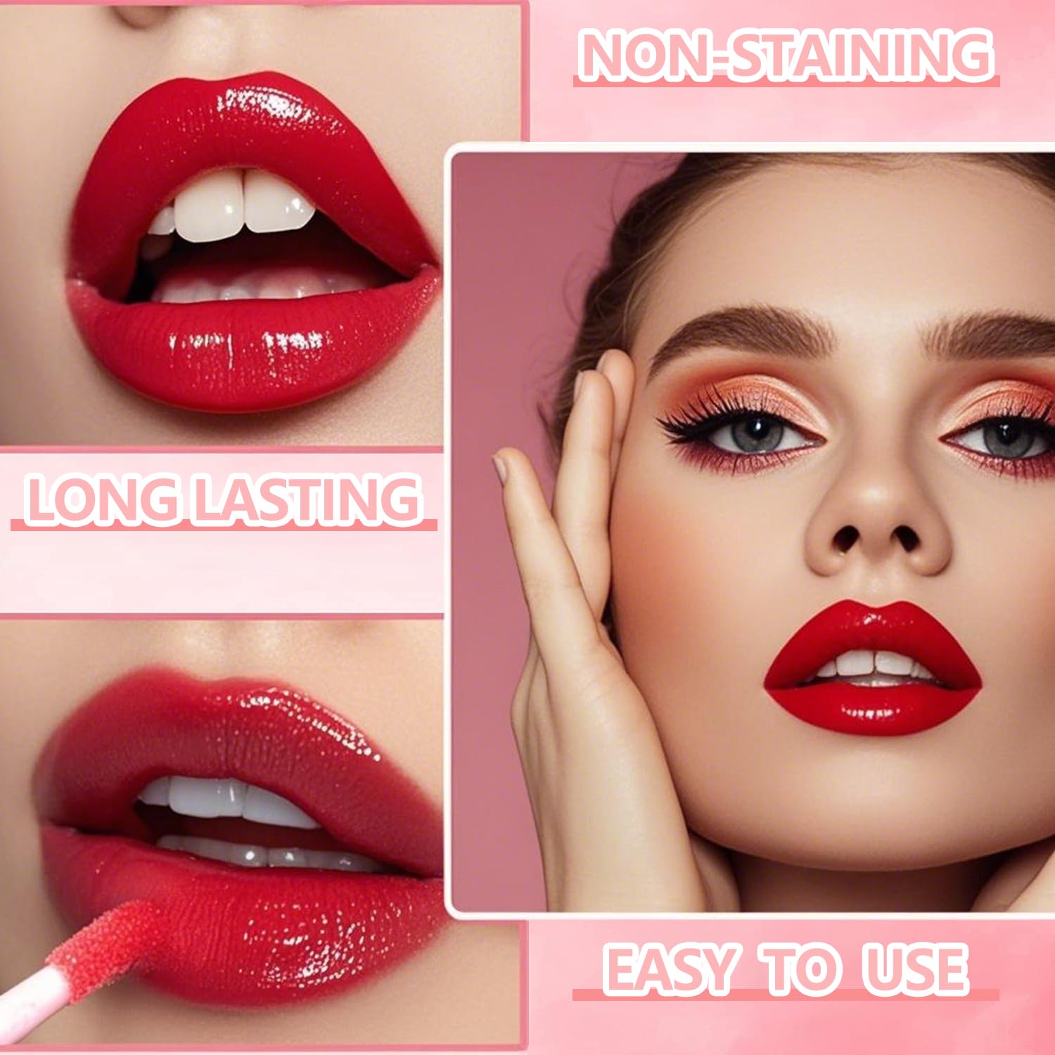 Eakroo lip tint coral swatch provides vibrant color with moisturizing feel.