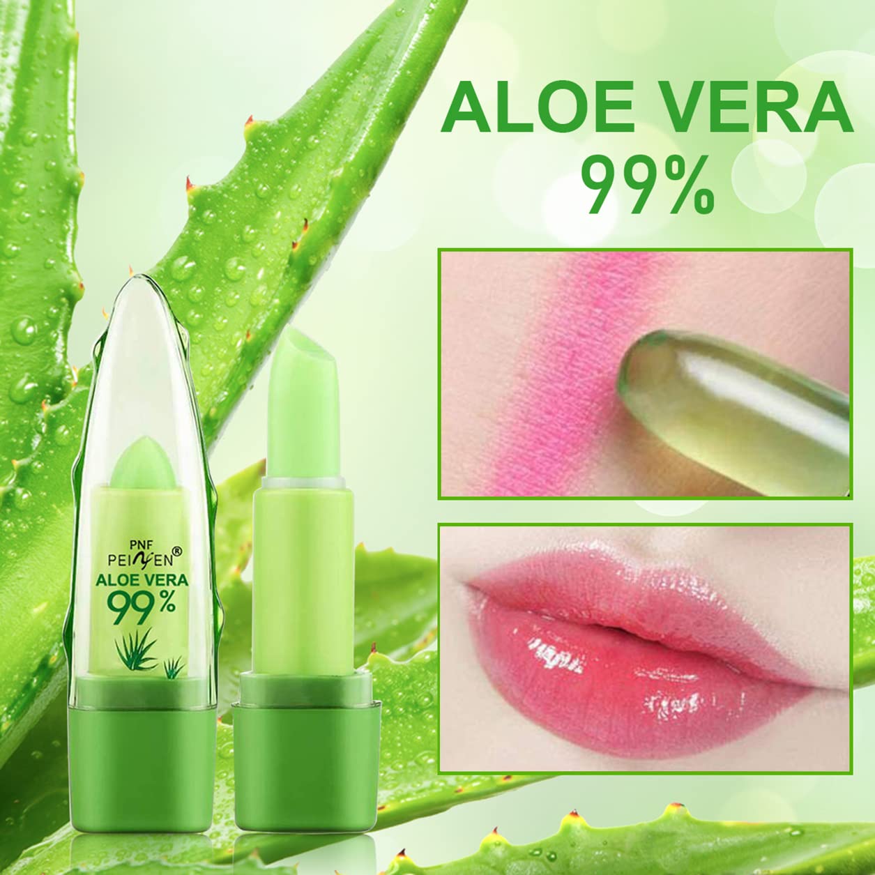 Eakroo Aloe Vera Lipstick provides hydration for smooth lips.