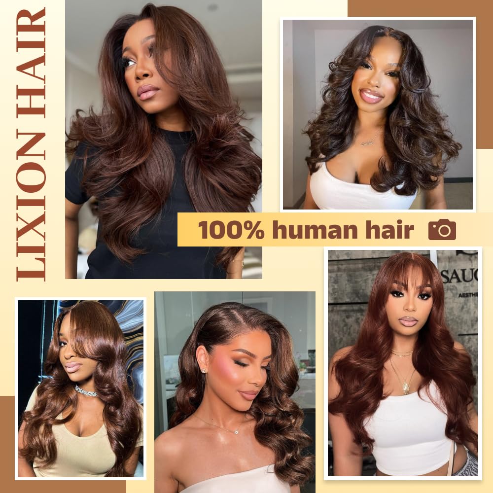 EAOIS chocolate brown wig showcasing shade compatibility with skin tones