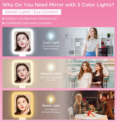 EAONE mirror with three-color light setting for versatile lighting