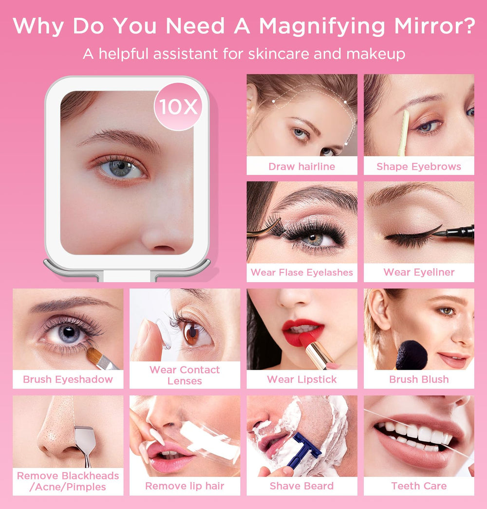 EAONE travel mirror shows 10X magnification for precise detail checks