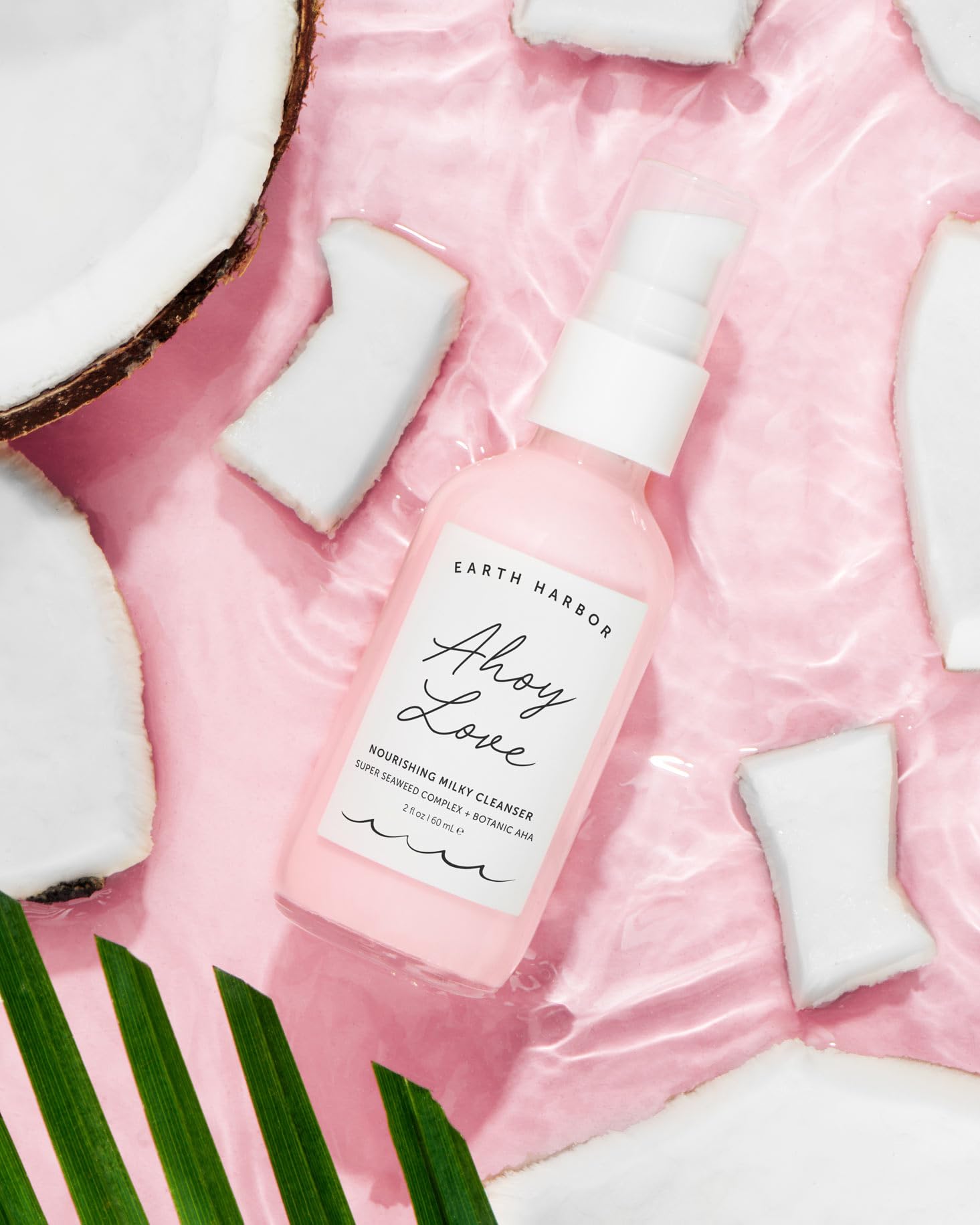 Earth Harbor AHOY LOVE Hibiscus and seaweed visuals imply revitalizing skincare benefits