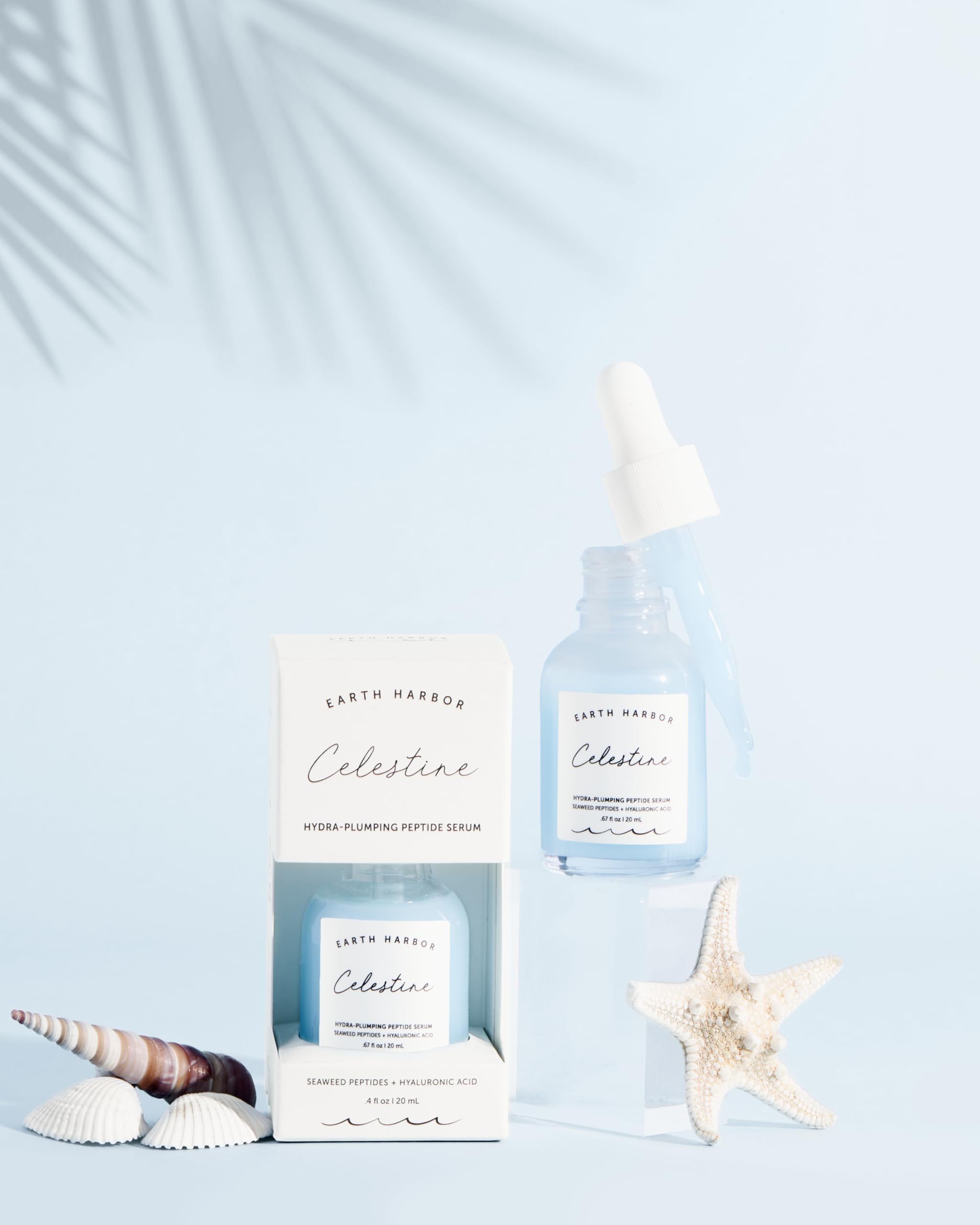 Earth Harbor Celestine Serum bottle pump delivering controlled hydration