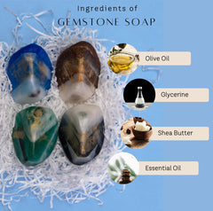 Earth and Home black obsidian gemstone soap ergonomic shape and crystal inside