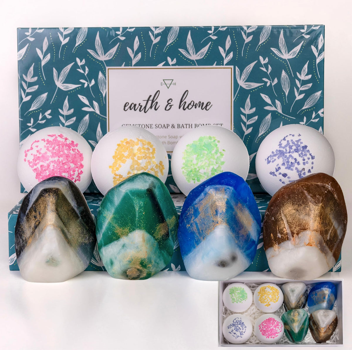 Earth and Home gemstone soap green jade with crystal inside for daily moisturizing ritual