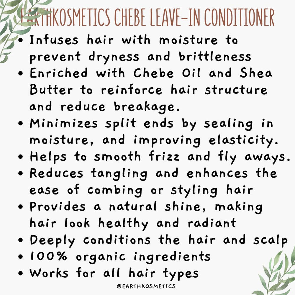 Earth Kosmetics Chebhe hair after use shows soft, nourished, shiny strands.