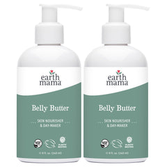Earth Mama Belly Butter jar close-up showing rich texture for dry, stretching skin.