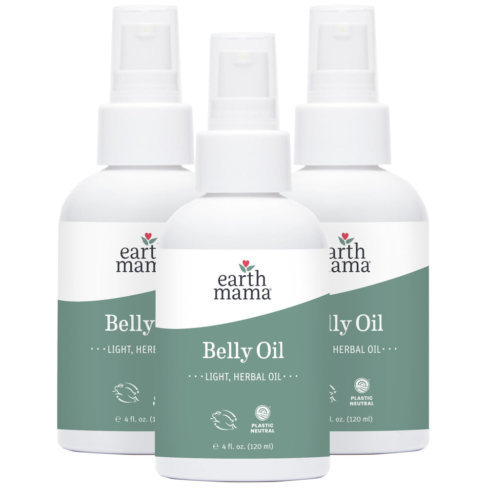 Earth Mama Belly Oil bottle showing hydrating skin